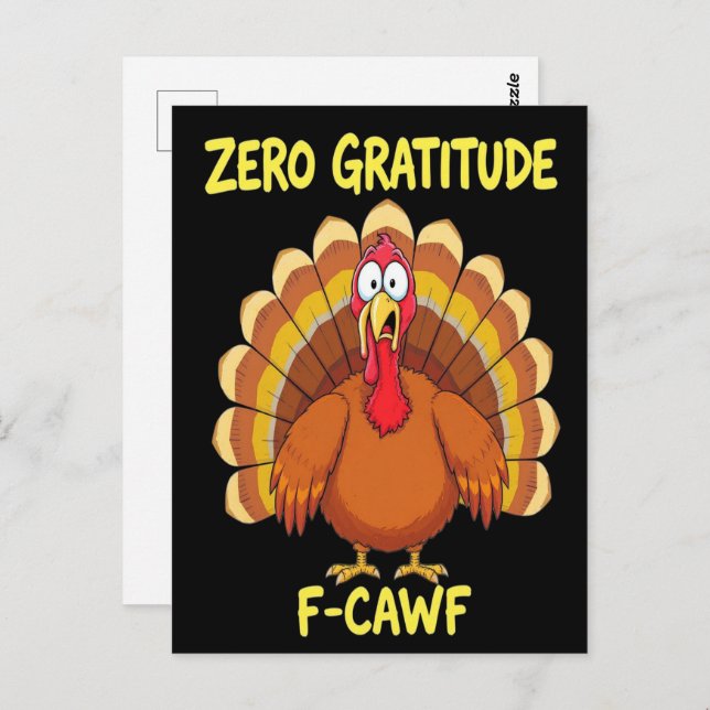 F-Caw-F Thanksgiving Turkey Cawing 2025-2026 Postcard (Front/Back)