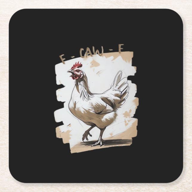 F-Caw-F Vintage Graphic Square Paper Coaster (Front)