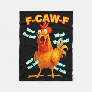 F-caw-f What The Heli Chicken Funny Meme Vintage  Fleece Blanket