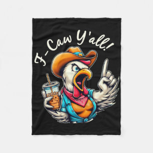 F-caw Y'all Chicken Womens Redneck Cowgirl Hat Cus Fleece Blanket
