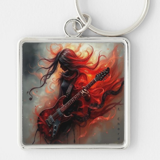 F Chord - AI Digital Art Print Key Ring (Front)