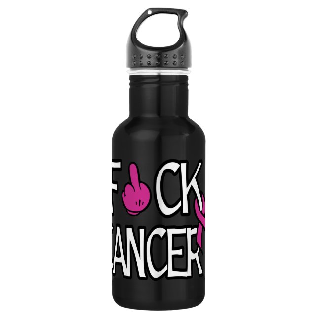 F#CK CANCER...Breast Cancer 532 Ml Water Bottle (Front)
