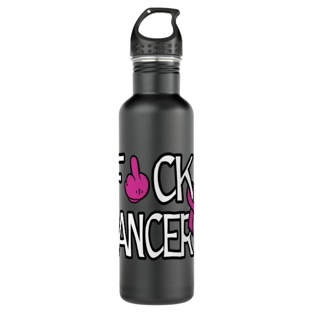 F#CK CANCER...Breast Cancer 710 Ml Water Bottle (Front)
