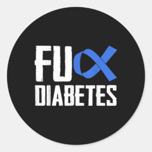 F_ck Diabetes Blue Ribbon Symbol Support Advocacy Classic Round Sticker