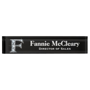 F Faux Diamond Desk Nameplate