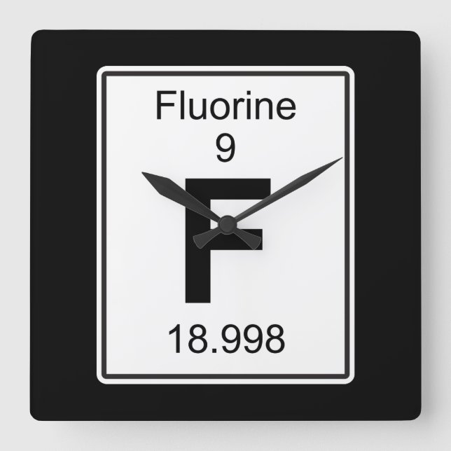 F - Fluorine Square Wall Clock (Front)