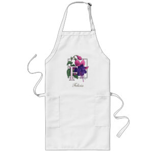 F for Fuchsia Flower Monogram Long Apron