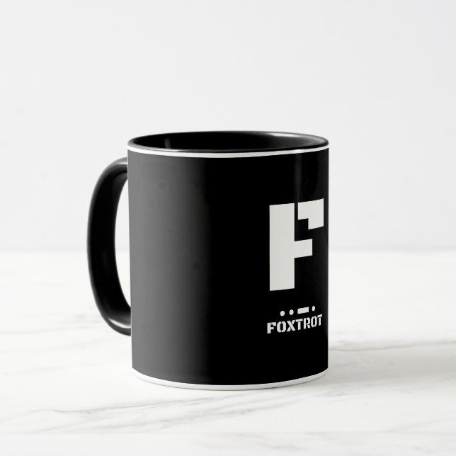 F (Foxtrot) NATO Phonetic Alphabet & Morse Code Mug (Front Left)