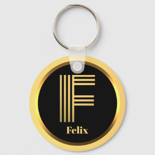 F Gold Monogrammed Letter Personalised Key Ring