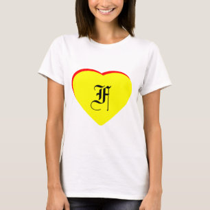"F" Heart Yellow Red Wedding Invitation The MUSEUM T-Shirt