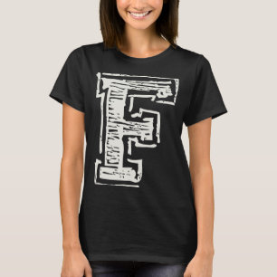 F in Vintage Athletic Font T-Shirt