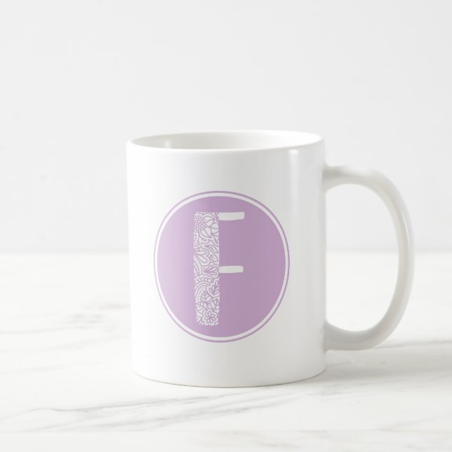 F Initial Floral Monogram Coffee Mug (Right)