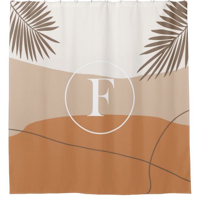 F - Initial Monogram Letter F Abstract Design Shower Curtain (Front)