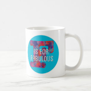 F is for Fabulous blue colourful drops monogram Coffee Mug