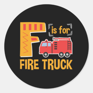F is for Fire Truck Alphabet Firefighting Classic Round Sticker