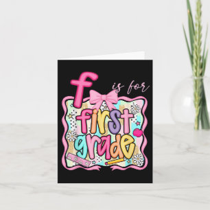 F Is For First Grade Preppy Back To School Coquett Card