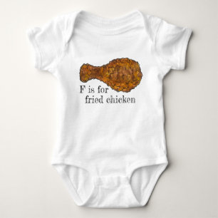 F is for Fried Chicken Leg Drumstick Alphabet Food Baby Bodysuit