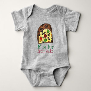 F is for Fruit Cake Christmas Fruitcake Slice ABCs Baby Bodysuit