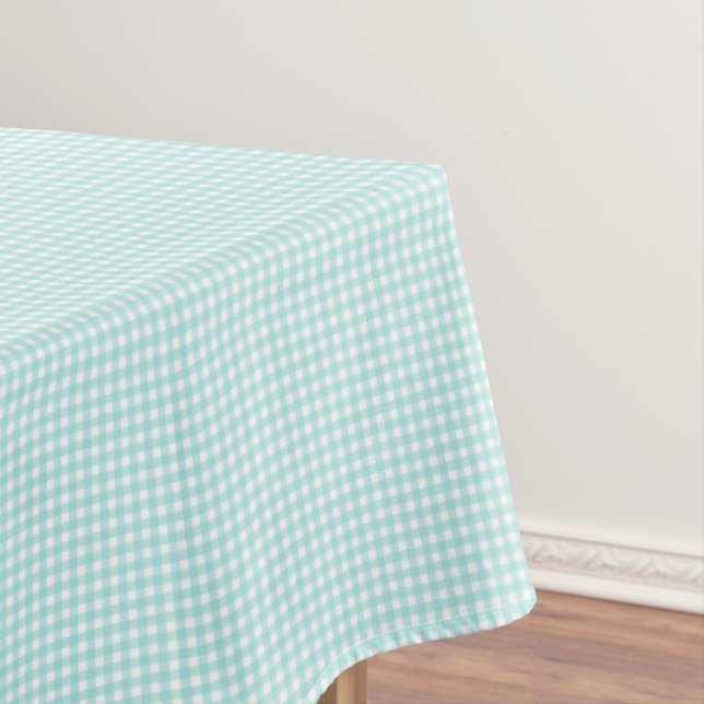 F & L Aqua Gingham Tablecloth (In Situ)