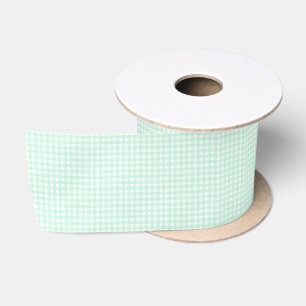 F & L Green Gingham Satin Ribbon