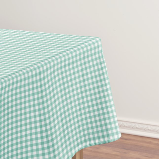 F & L Green Gingham Tablecloth (In Situ)