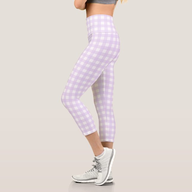 F & L Purple Gingham Capri Leggings (Left)