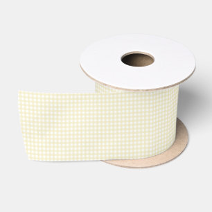 F & L Yellow Gingham Satin Ribbon