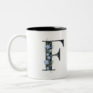 F Monogram Classic Black and White  Two-Tone Coffee Mug
