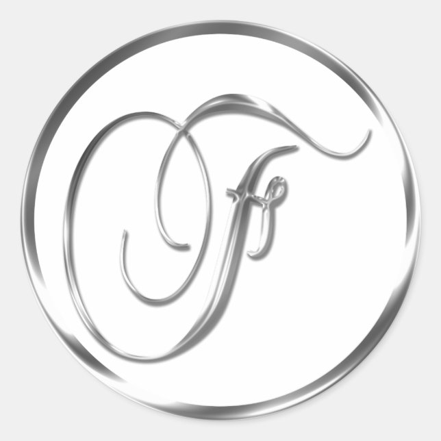 F Monogram Faux Silver Envelope Or Favour Seal (Front)