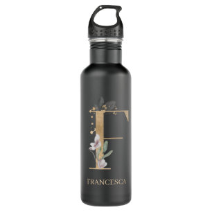 F Monogram Floral Personalised 710 Ml Water Bottle