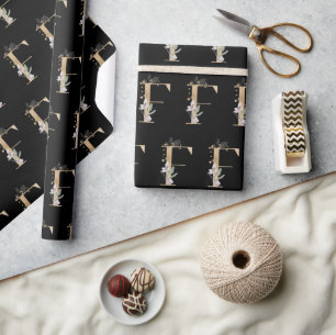 F Monogram Floral Wrapping Paper