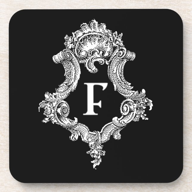 F Monogram Initial Coaster (Front)