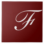 F Monogram Initial White on Maroon Ceramic Tile<br><div class="desc">Classic White Letter Monogram on Dark Red Background,  F.</div>