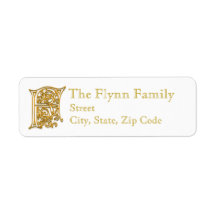 F Monogram "Irish Gold" design Address Labels
