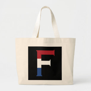 F Monogram overlaid on NLD Flag on bk jtcnt Large Tote Bag