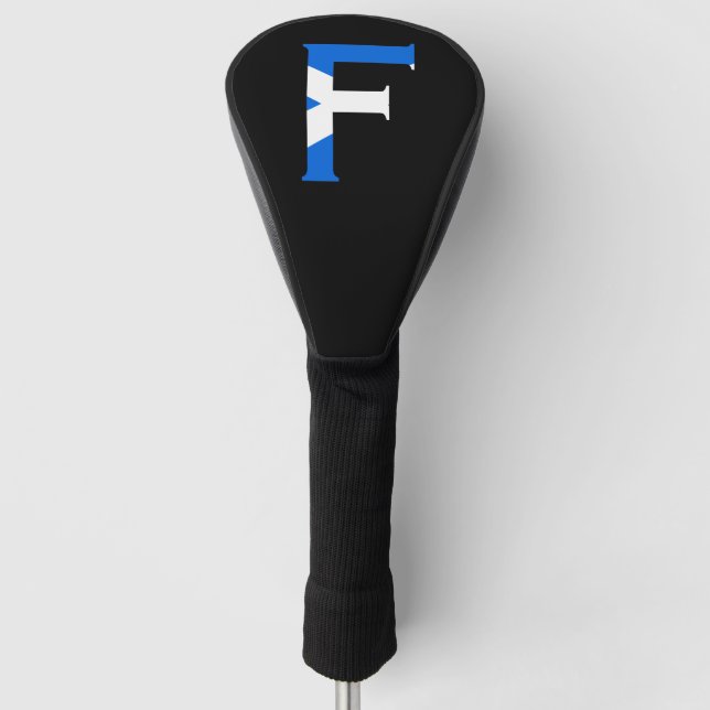 F Monogram overlaid on Scottish Flag dccnt Golf Head Cover (Front)