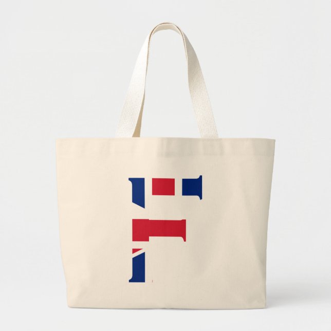 F Monogram overlaid on Union Jack Flag jtcnt Large Tote Bag (Front)