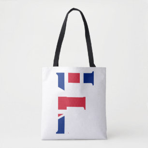 F Monogram overlaid on Union Jack Flag stcn Tote Bag