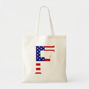 F Monogram overlaid on USA Flag btcn Tote Bag
