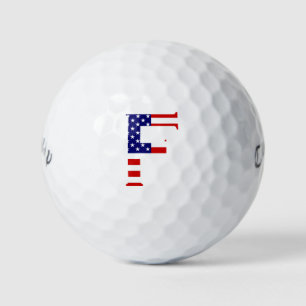 F Monogram overlaid on USA Flag cwb gbcnt Golf Balls