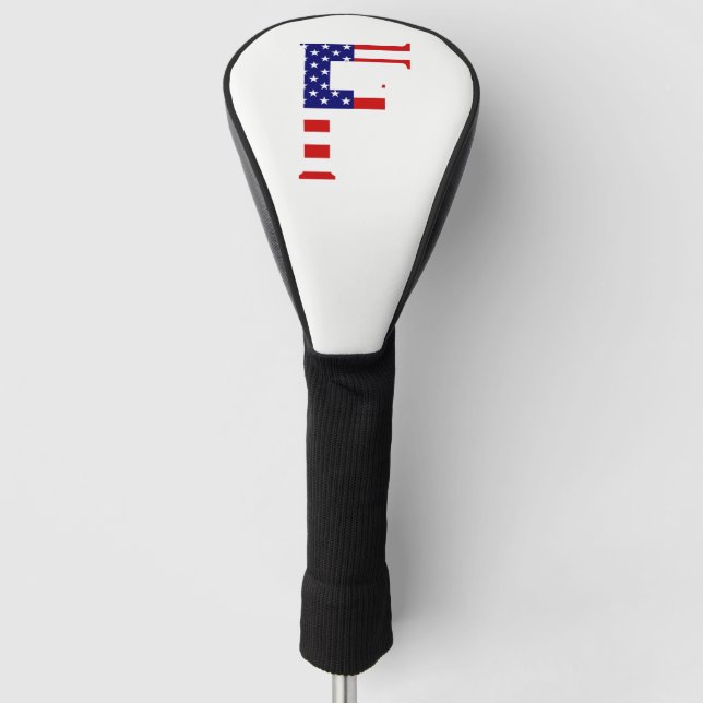 F Monogram overlaid on USA Flag dccnt Golf Head Cover (Front)