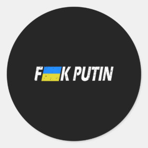 F Putin Ukraine Flag Classic Round Sticker