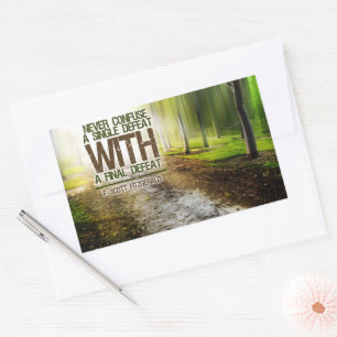 F. Scott Fitzgerald Inspirational Quote "Defeat" Rectangular Sticker