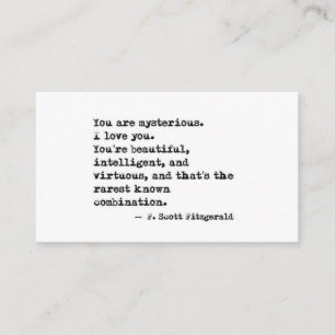 F Scott Fitzgerald Quote Business Card