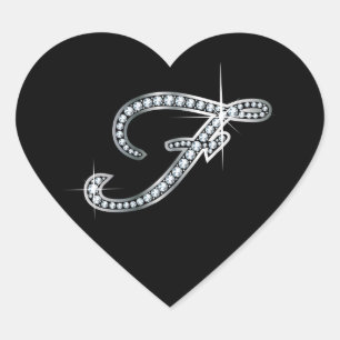 F Script Faux-"Diamond" Heart Sticker