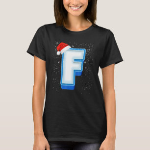 F Snowy Capital Christmas Monogram Alphabet Letter T-Shirt