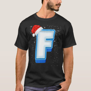 F Snowy Capital Christmas Monogram Alphabet Letter T-Shirt