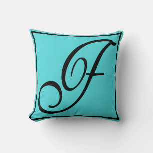 F - The Letter F on Aqua Background Cushion