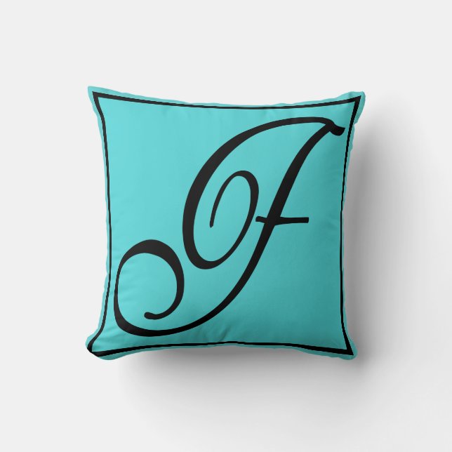 F - The Letter F on Aqua Background Cushion (Front)