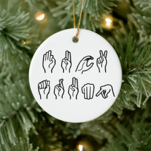 F TRUMP (SIGN LANGUAGE) CERAMIC ORNAMENT